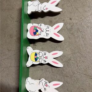 Wooden Bunny with Colorful Easter Eggs Piece